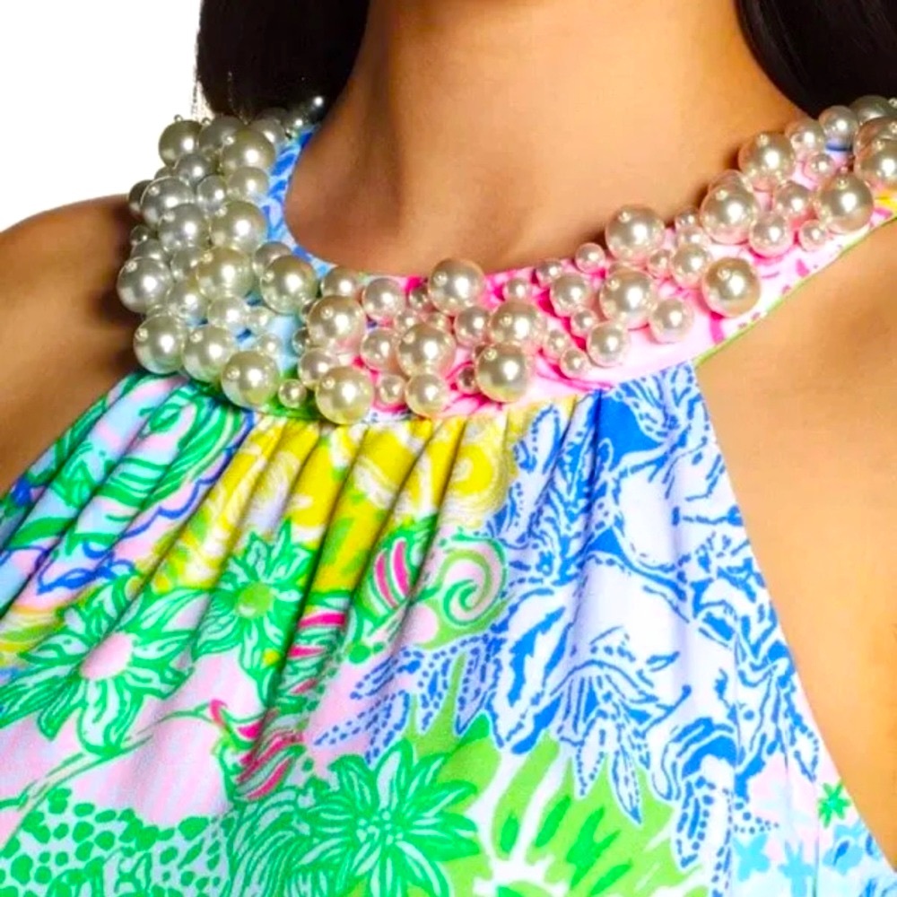 BRAND NEW LILLY PULITZER SHAWN MAXI MULTI CHEEK TO CHEEK PEARLY NEW WITH TAGS